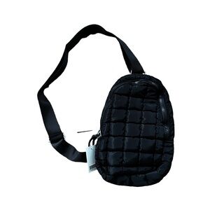 Quilted puffer sling bag, adjustable strap, spacious, black, NWT